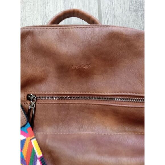 Opage Brown Leather BackPack Purse Shoulder Bag Brown EDC - Picture 2 of 8